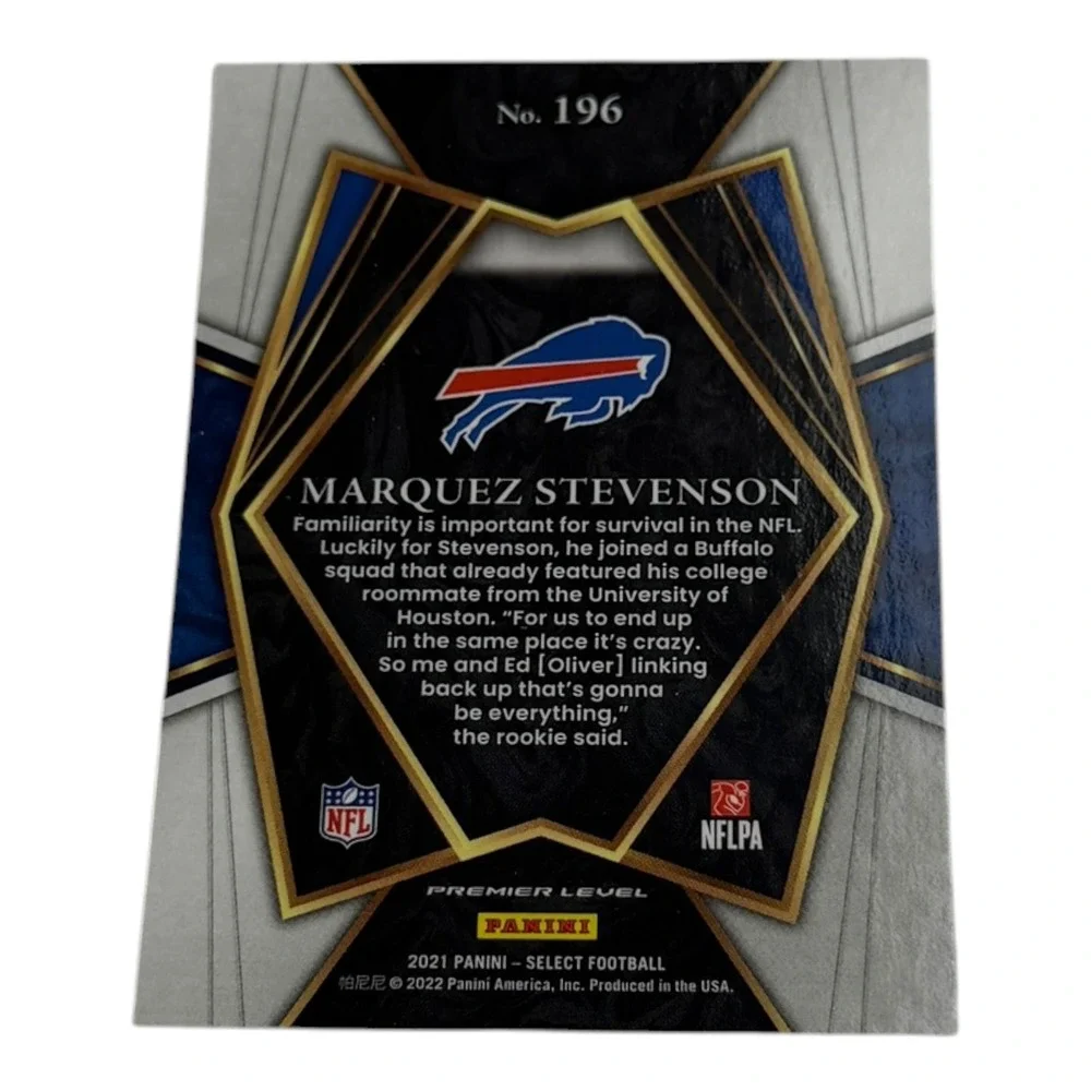 2021 Panini Select Marquez Stevenson Rookie Card Premier Level 196 Buffalo Bills